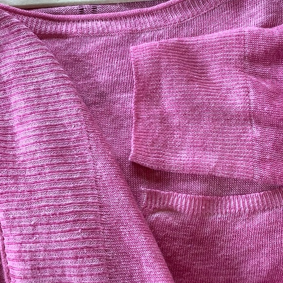 EUC- J. Crew Geranium Linen Sweater w/ pocket, Medium - Picture 9 of 9